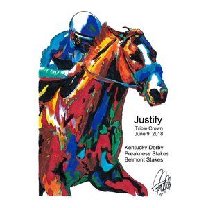 Justify Triple Crown Race Horse Poster Print Wall Art 18x24
